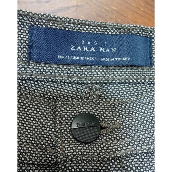 ZARA Men’s Dress Pants Polka Dot Black Gray Size 32 - Picture 7 of 15